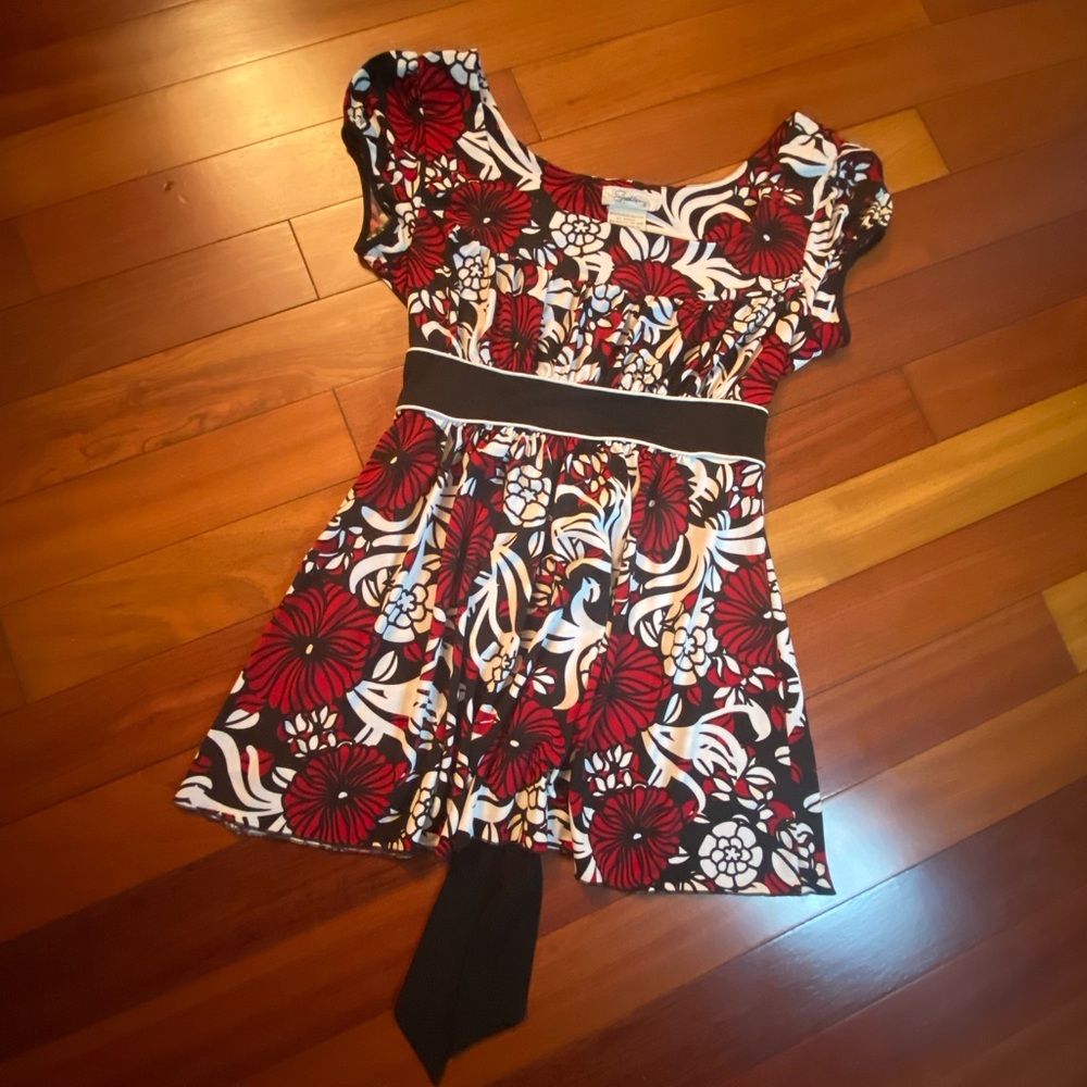 Speechless Floral top size Medium Floral Blouse tie back top vintage - Picture 3 of 8